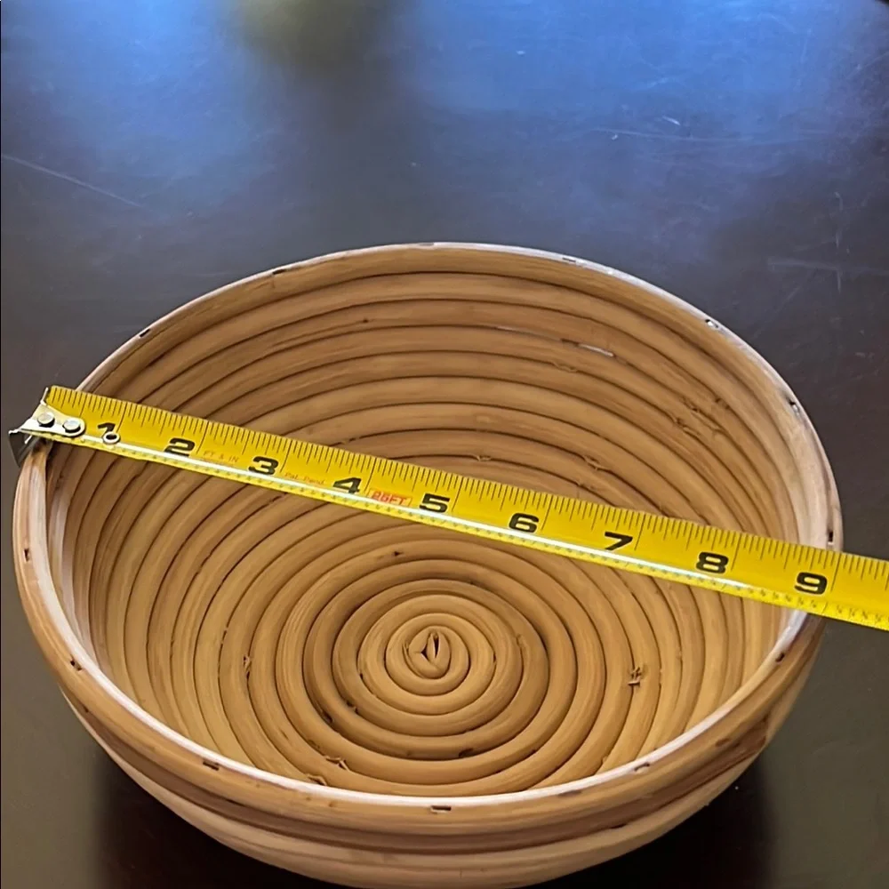 Handcrafted Wooden Cookware: Vintage Rolling Pin & Spiral Bread Proofing Basket